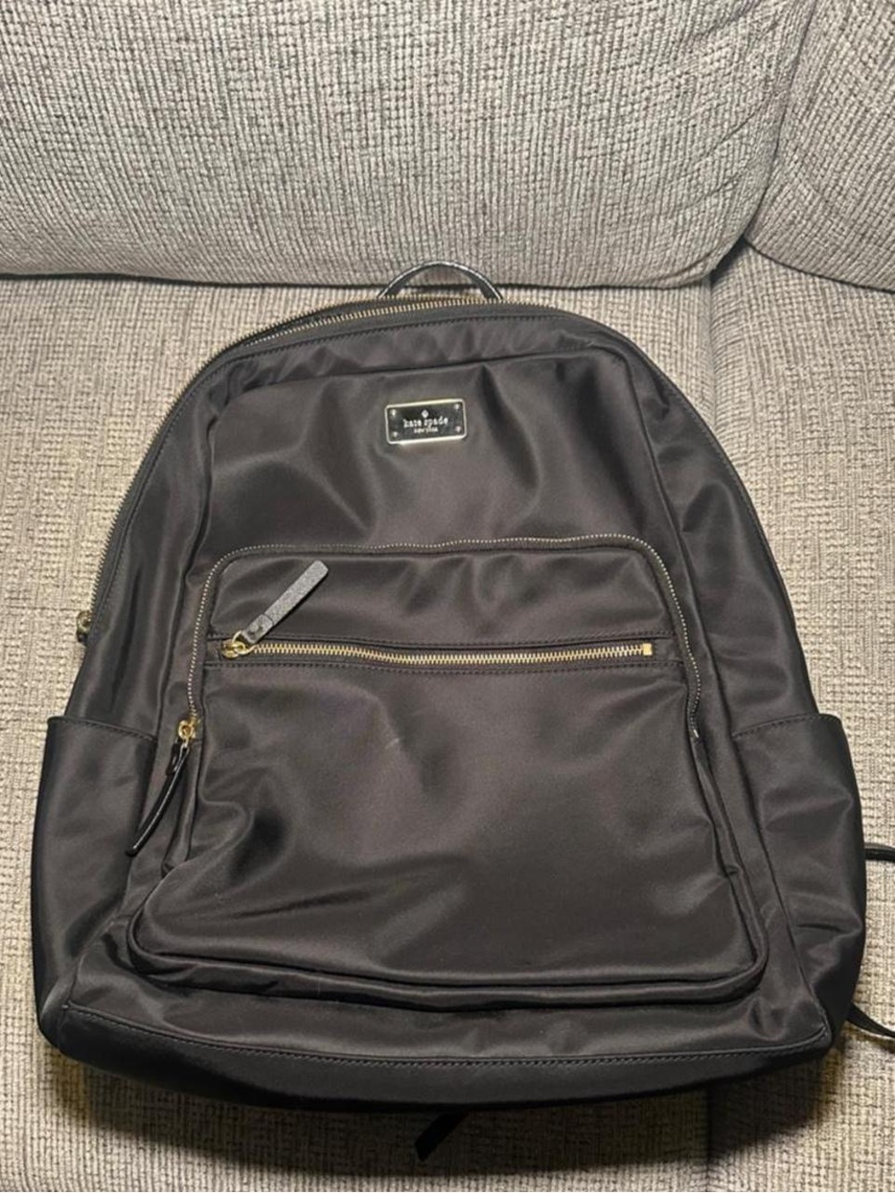 kate spade Black Nylon Backpack with Gold Hardware